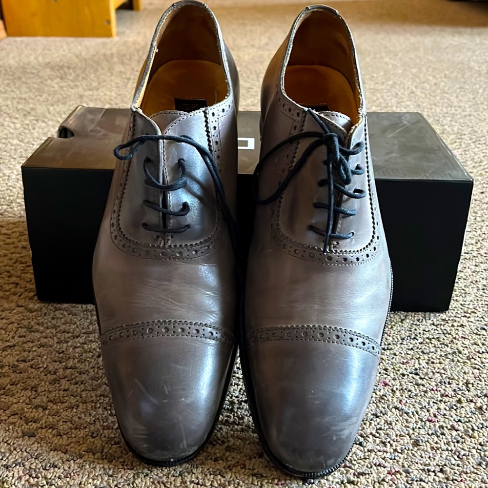 Stylish Grey cap toe Italian shoes  Size 10.5 M